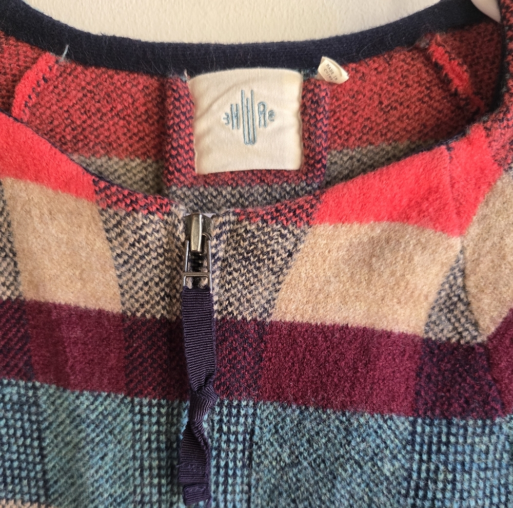 Anthropologie Plaid Striped HWR Wool And Cotton Blend Sweater - Picture 2 of 5